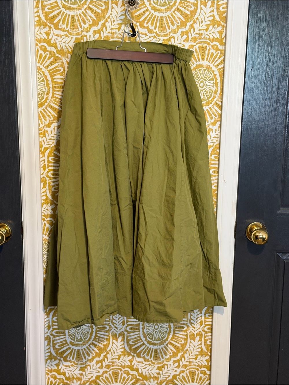 Free People Olive Midi Skirt with Gathered Waist